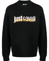 Just Cavalli Pullover mit Intarsien-Logo Schwarz