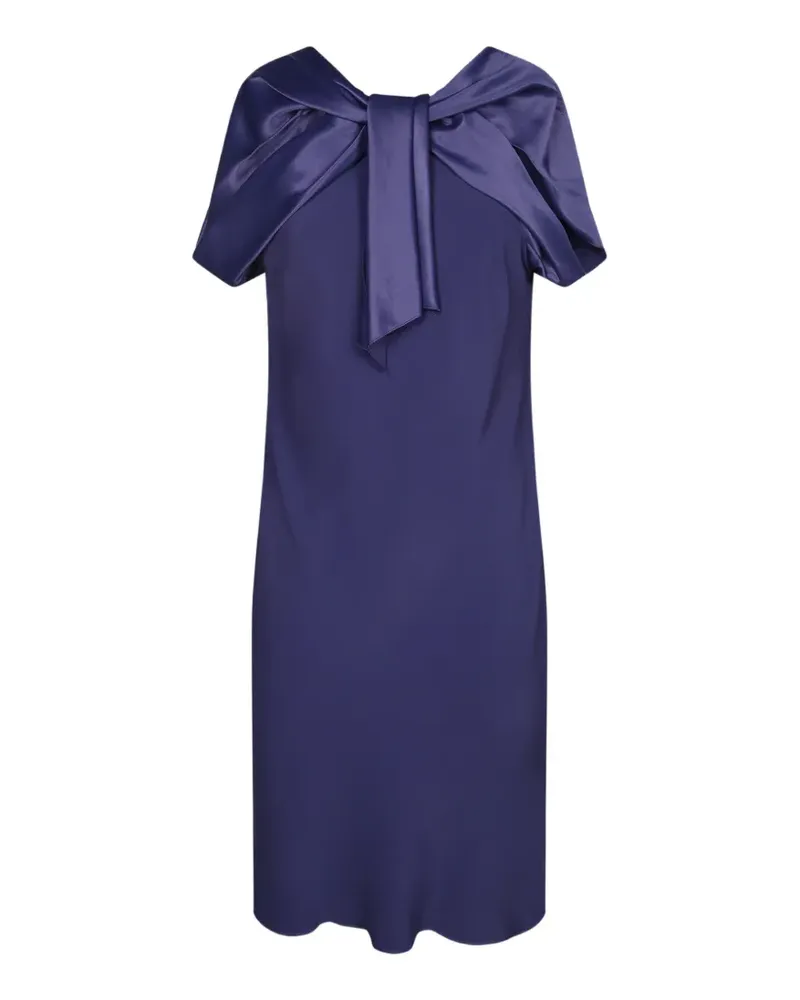Alberta Ferretti satin-panelled bow-detail midi dress - Blau Blau