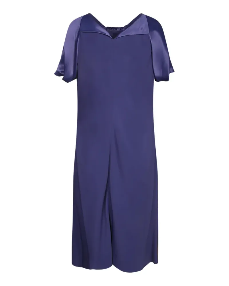 Alberta Ferretti satin-panelled bow-detail midi dress - Blau Blau