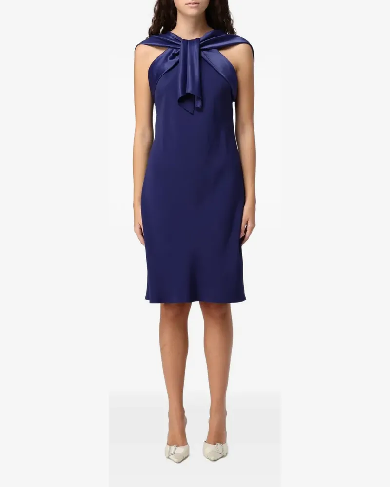 Alberta Ferretti Midikleid mit Satineinsätzen und Schleifendetail - Blau Blau
