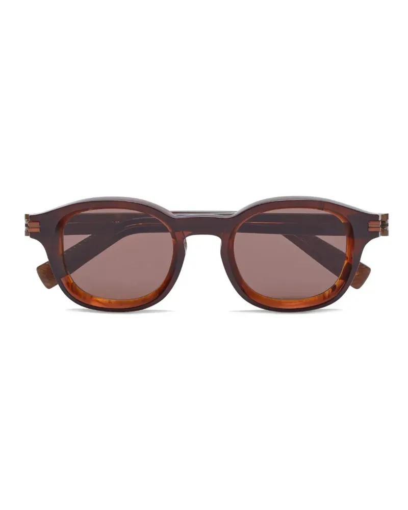 Ermenegildo Zegna Runde Sonnenbrille mit Marmormuster - Braun Braun