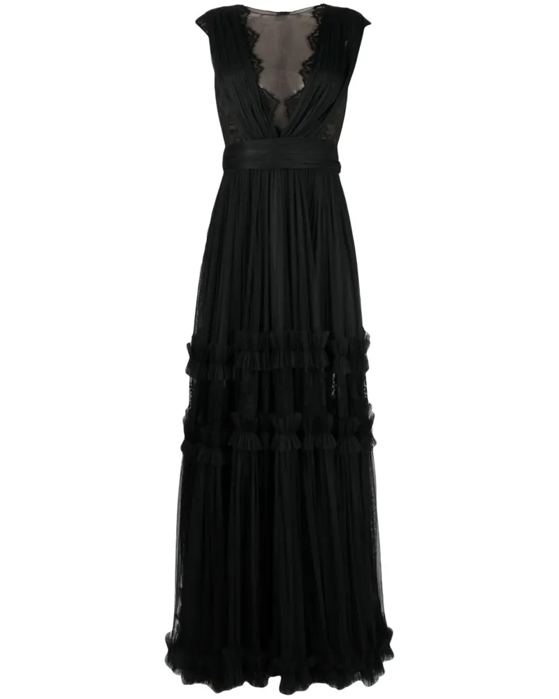 Ana Radu Gerafftes Trägerkleid - Schwarz Schwarz