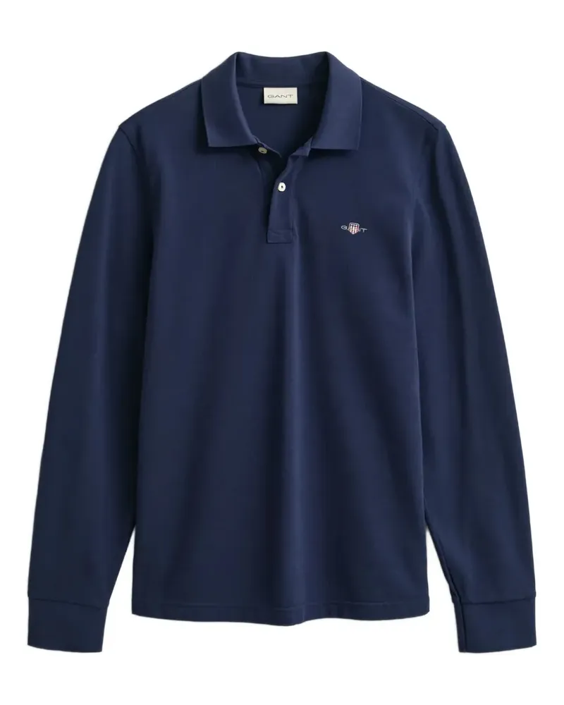 Gant pique long-sleeve rugger - Blau Blau