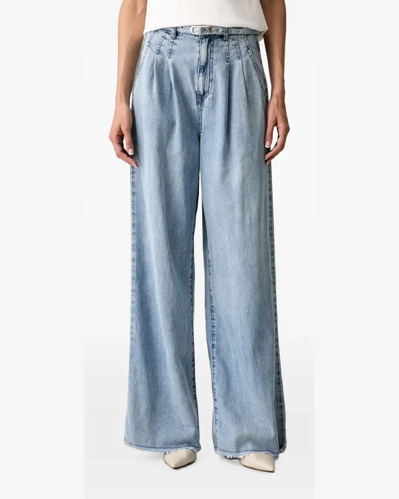 Morgan belted pleated jeans - Blau Blau