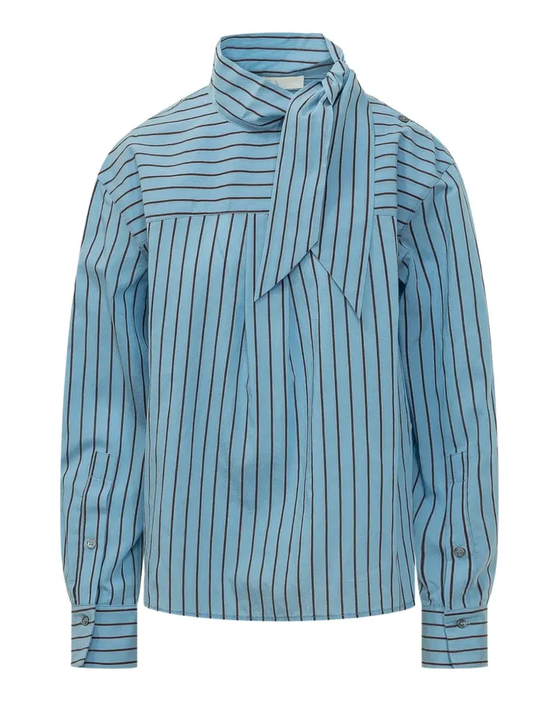 TELA Zafrina pussy-bow striped shirt - Blau Blau