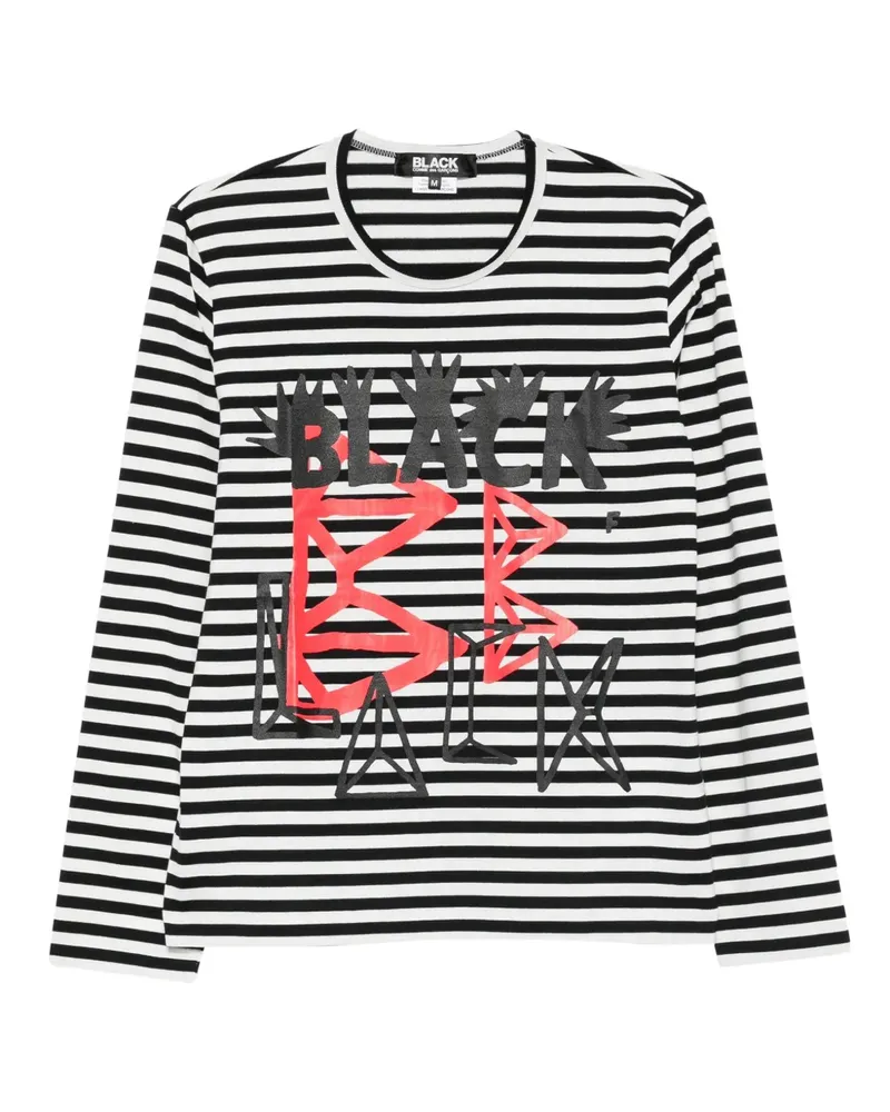 Comme des Garçons Gestreiftes T-Shirt mit grafischem Print - Schwarz Schwarz