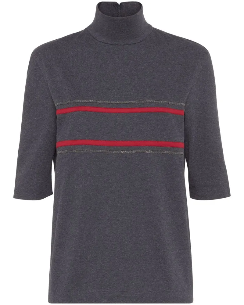 Brunello Cucinelli Oberteil mit Streifendetail - Grau Grau