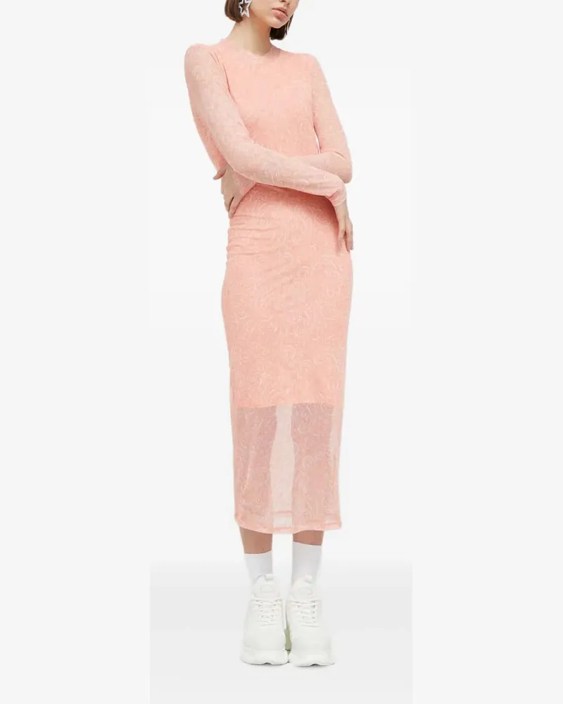 HUGO BOSS Langärmeliges Midikleid mit Paisleymuster - Rosa Rosa