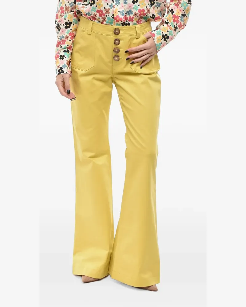 Inès de la Fressange patch-pocket bootcut trousers - Gelb Gelb