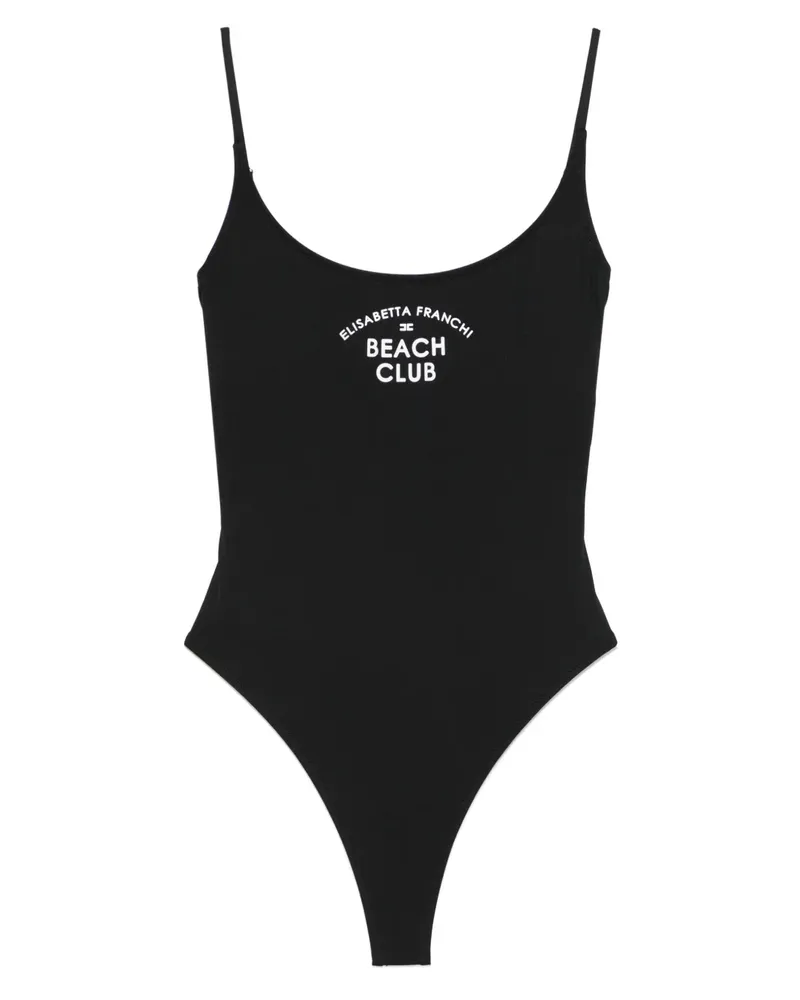 Elisabetta Franchi Badeanzug mit Logo-Print - Schwarz Schwarz