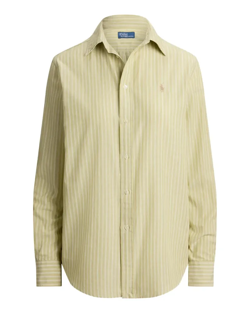 Ralph Lauren Gestreiftes Classic Fit Hemd aus Baumwoll-Leinen - Grün Grün