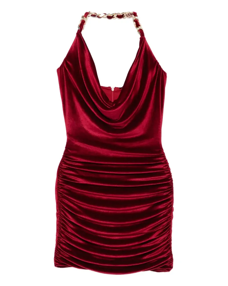 Balmain Samt-Minikleid mit Kettendetail - Rot Rot