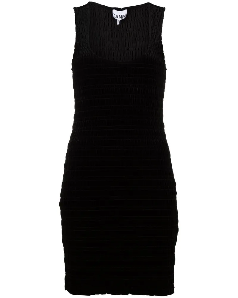 Ganni Trägerkleid mit U-Ausschnitt - Schwarz Schwarz