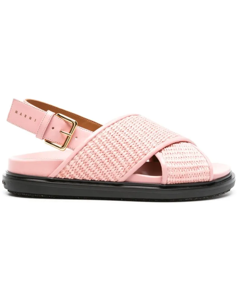 Marni Fussbet Bastsandalen mit Lederbesatz - Rosa Rosa