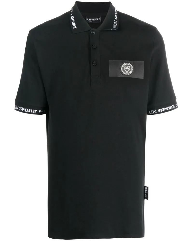 Philipp Plein Poloshirt mit Logo-Patch - Schwarz Schwarz