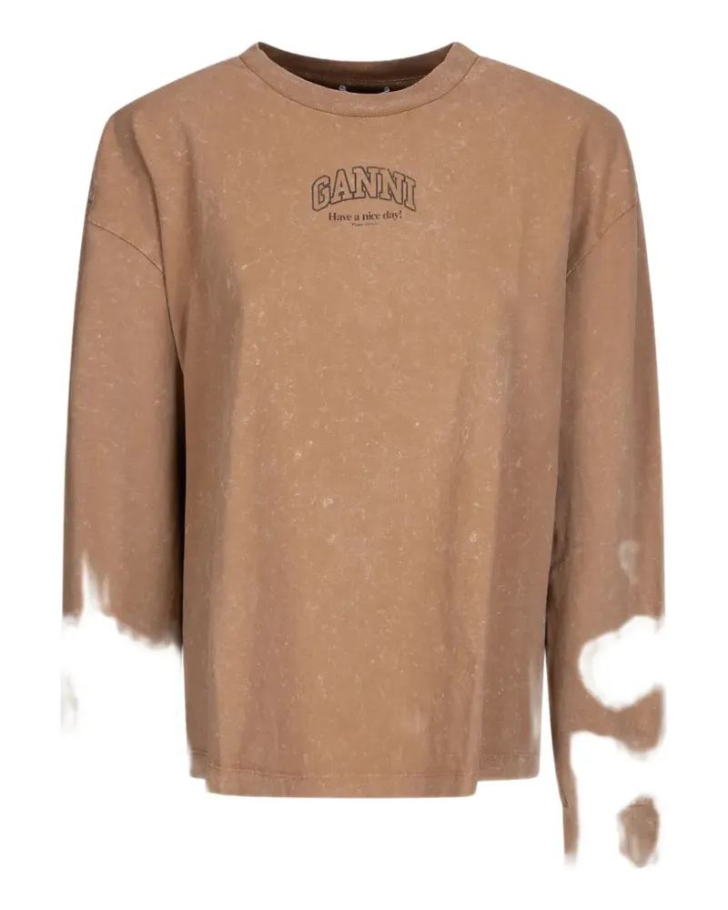 Ganni washed effect longsleeve T-shirt - Nude Nude