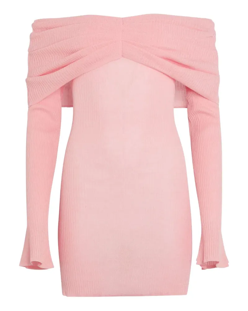 SER.O.YA Schulterfreies Xen Minikleid aus geripptem Strick - Rosa Rosa