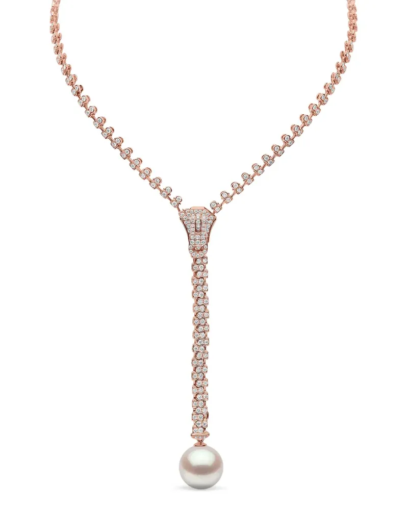 YOKO London 18kt Zyyp Rotgoldhalskette mit Perlen und Diamanten - Rosa Rosa