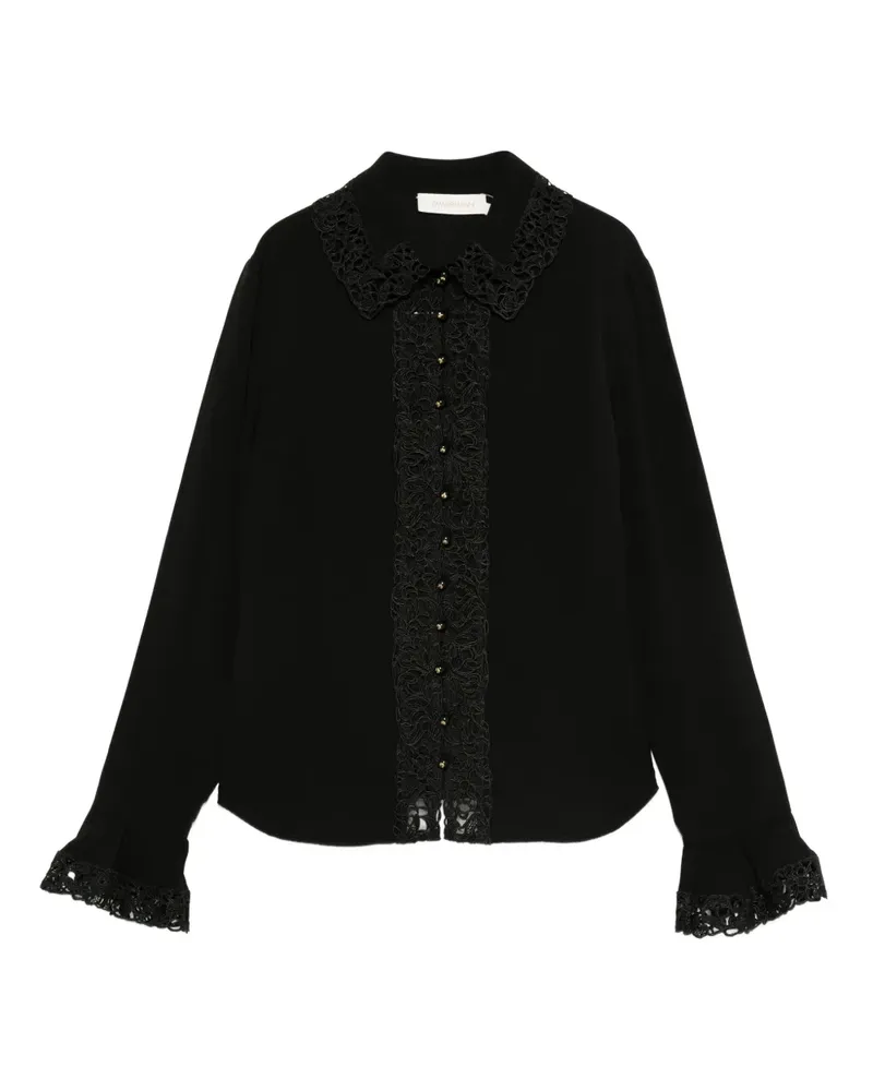 Zimmermann Bluse mit Rüschen und Spitze - Schwarz Schwarz