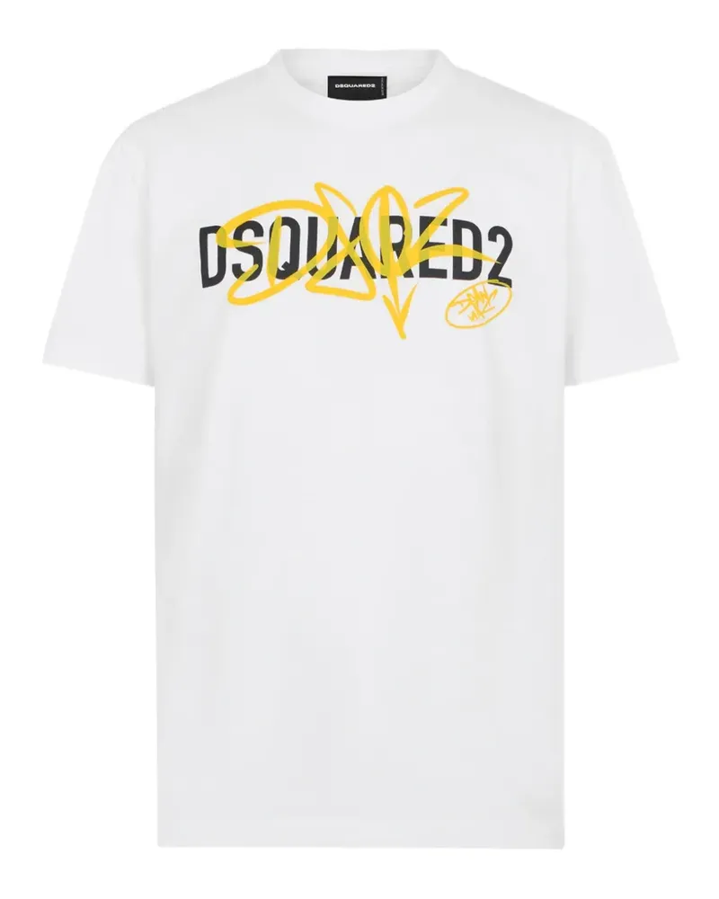 Dsquared2 Cool-Fit T-Shirt mit Graffiti - Weiß Weiß