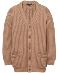 Prada Gerippter Cardigan aus Kaschmir Braun