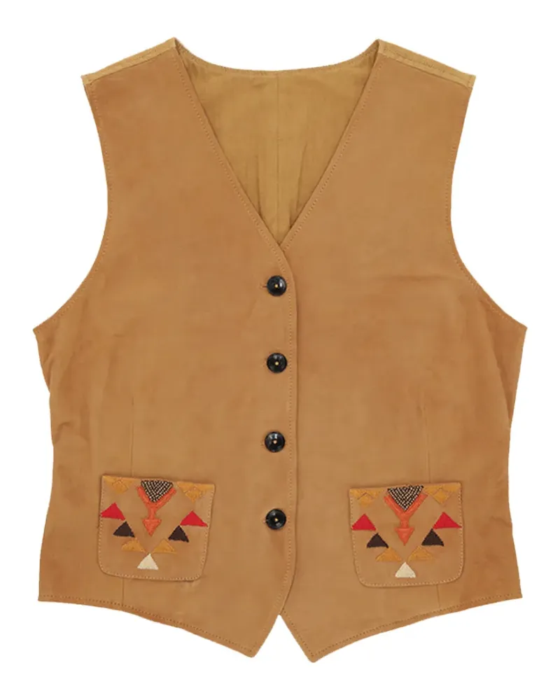 Fortela embroidered pocket chamois leather waistcoat - Braun Braun