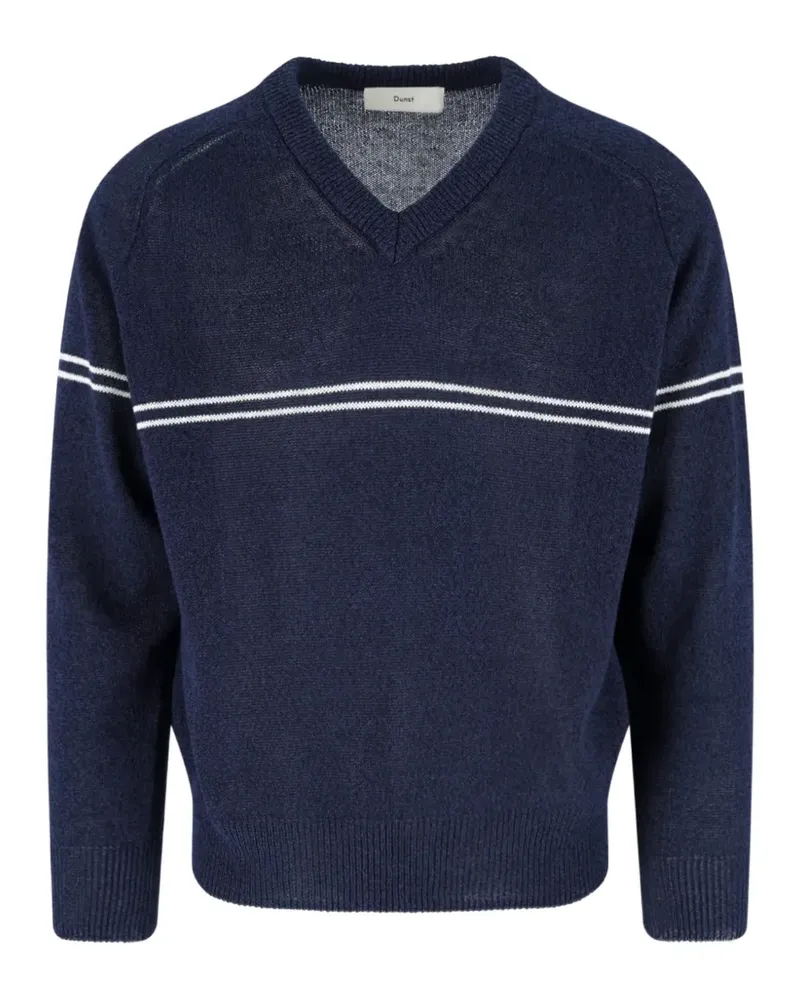 Dunst V-neck stripe-detail sweater - Blau Blau