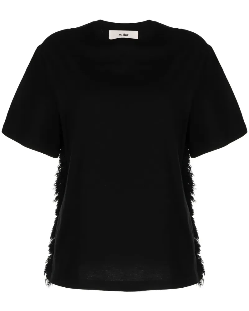 Muller of Yoshiokubo T-Shirt mit Fransen - Schwarz Schwarz