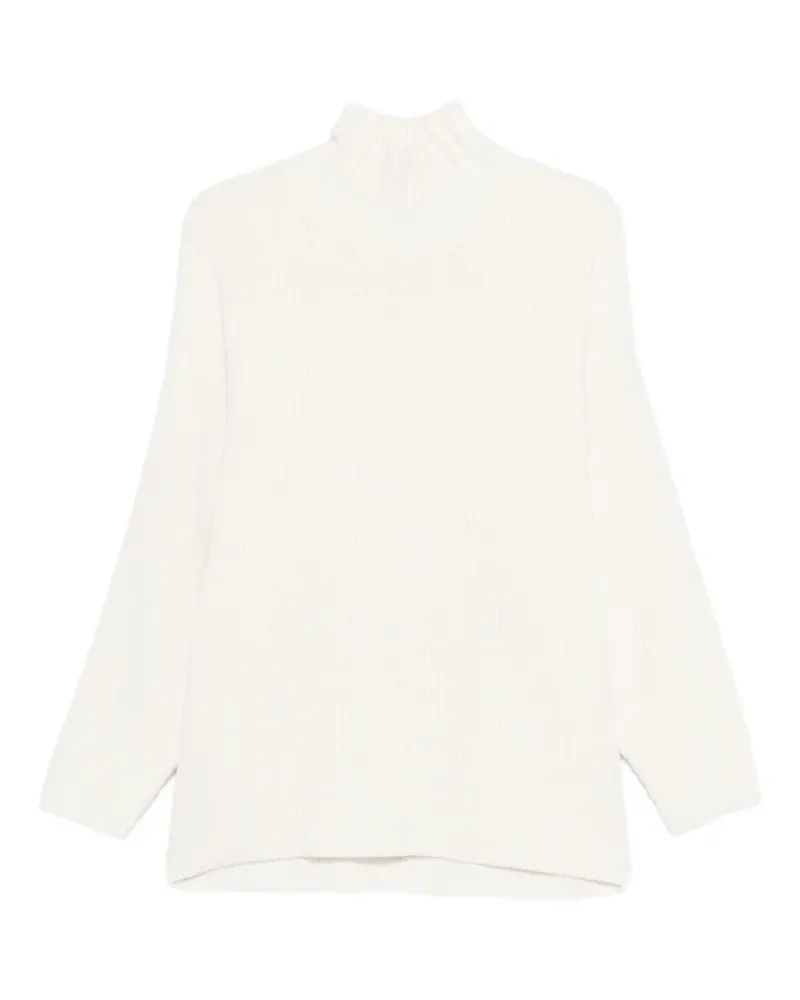 Twin-Set Gerippter Rollkragenpullover - Weiß Weiß