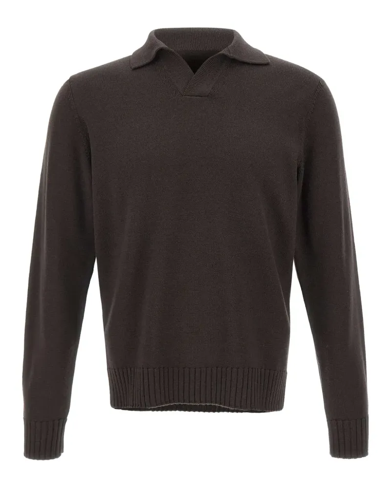 Filippo de Laurentiis Skipper T-Shirt mit Poloshirtkragen - Braun Braun