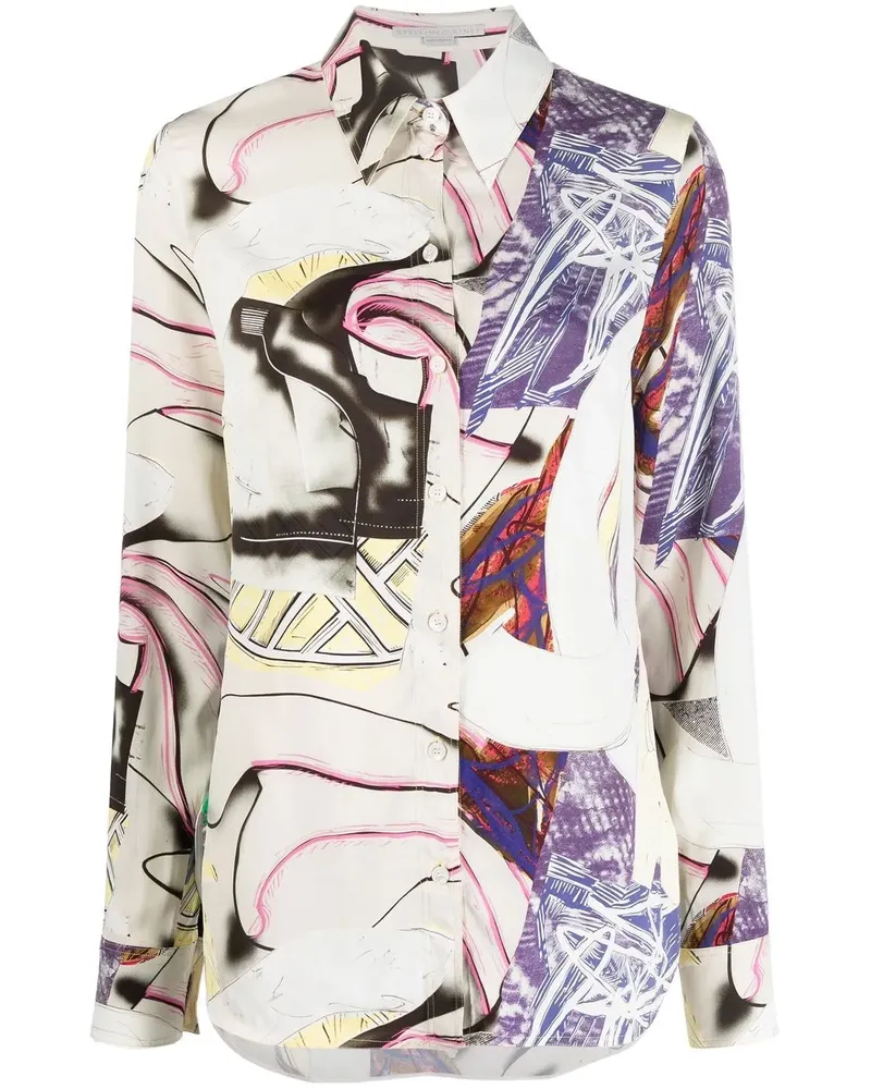 Stella McCartney Hemd mit abstraktem Print - Weiß Weiß