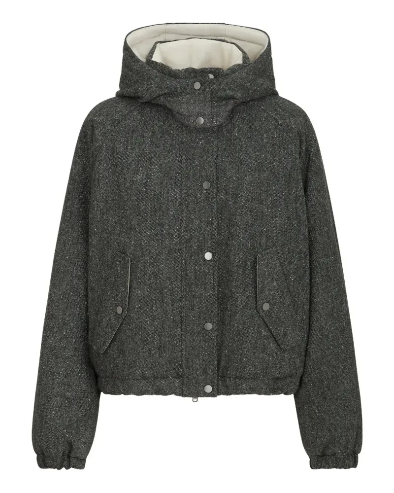 Brunello Cucinelli Donegal-knit hooded jacket - Grau Grau