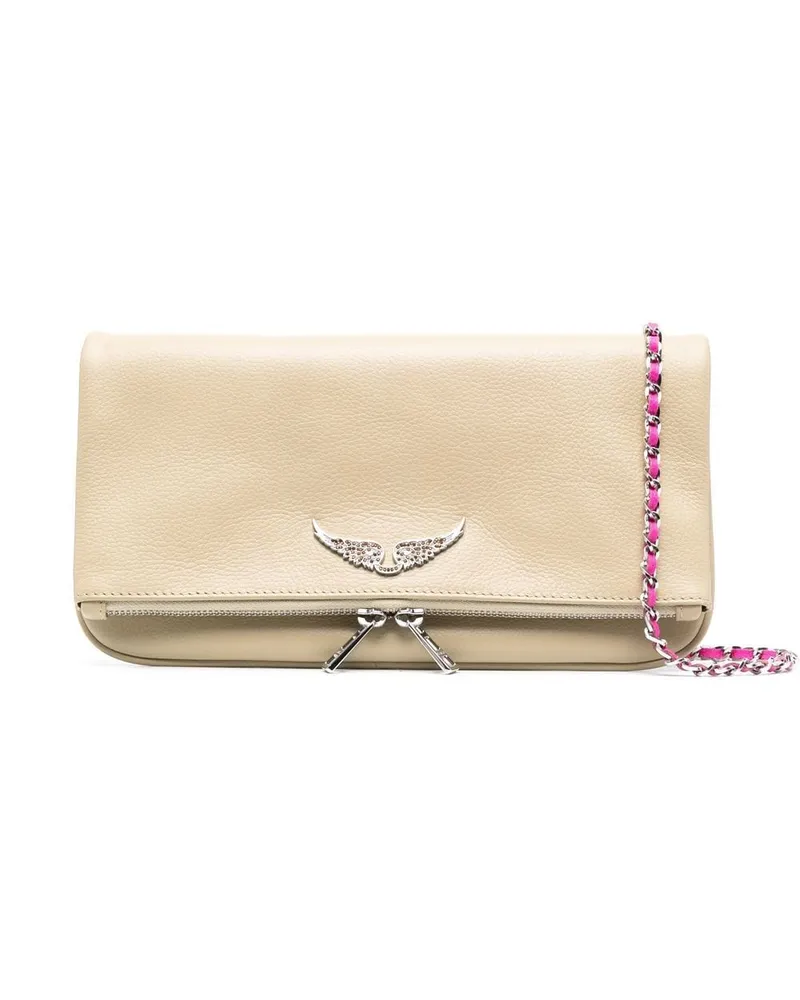 Zadig & Voltaire Rock Clutch mit Logo-Schild - Nude Nude