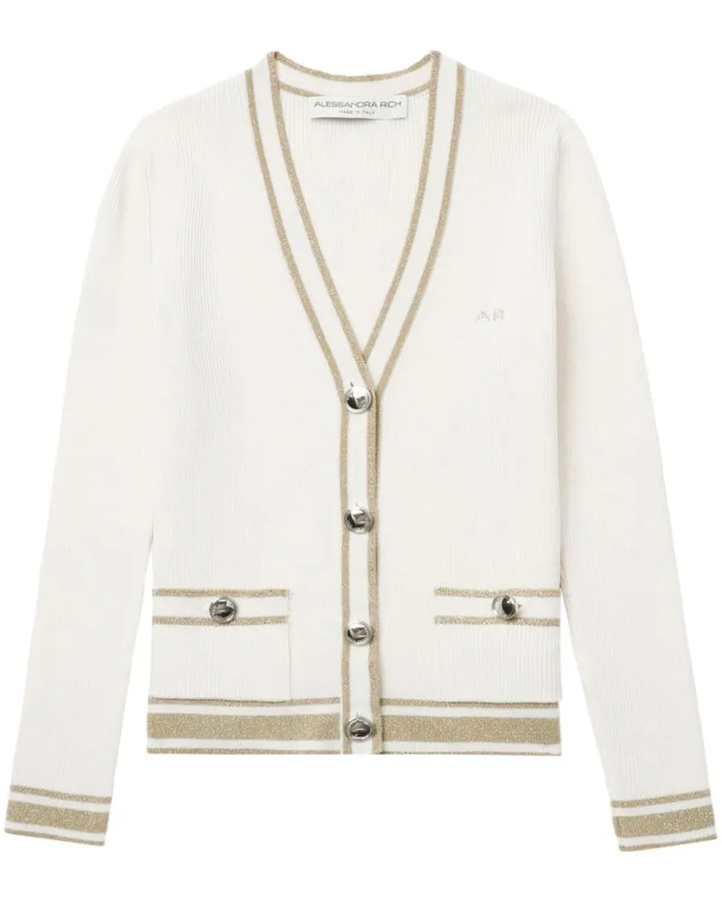 Alessandra Rich Cardigan mit Zopfmuster - Weiß Weiß