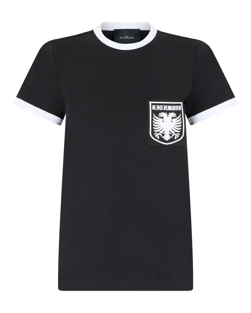 John Richmond T-Shirt mit Logo-Patch - Schwarz Schwarz