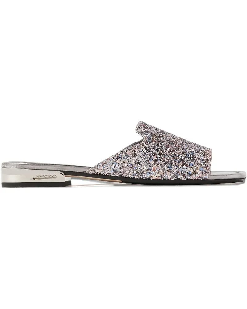 Jimmy Choo Nako glitter logo strap sandals - Silber Silber