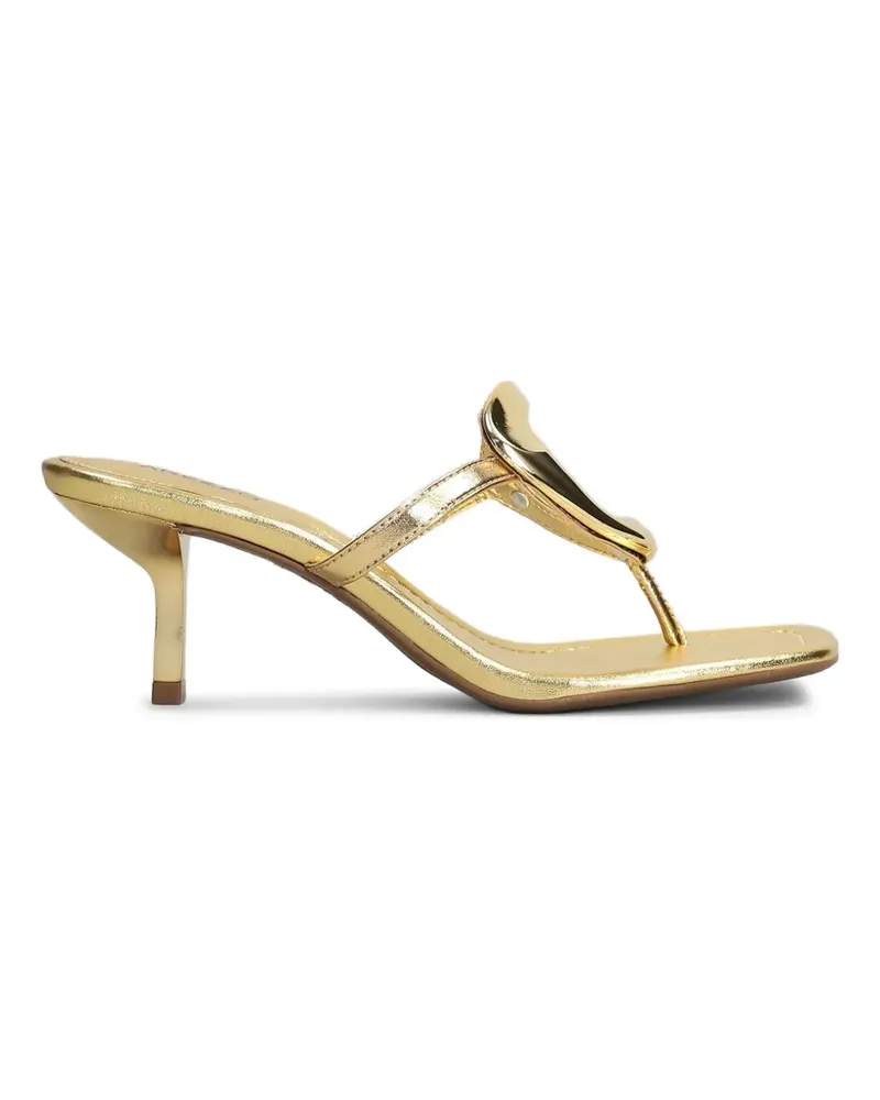 AREZZO sculptural-plaque thong-strap sandals - Gold Gold