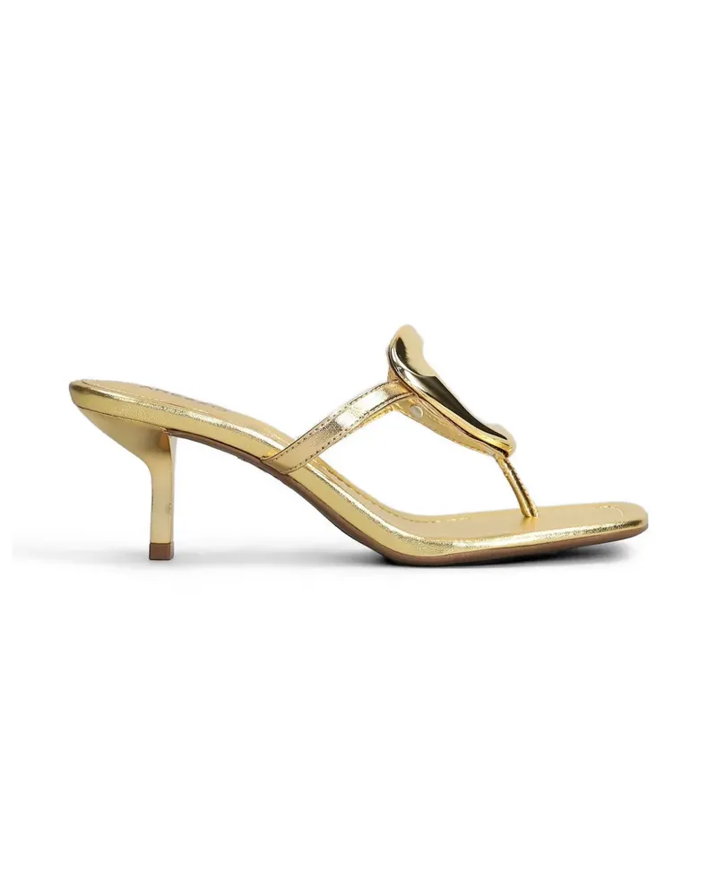 AREZZO sculptural-plaque thong-strap sandals - Gold Gold