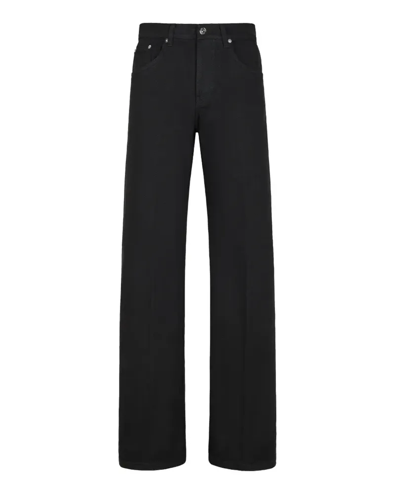 Dondup Straight-Leg-Jeans mit Logo-Patch - Schwarz Schwarz
