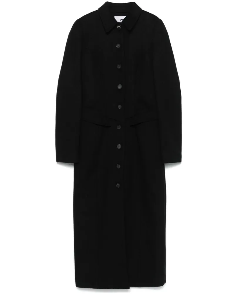 Marine Serre Klassischer Wollmantel - Schwarz Schwarz