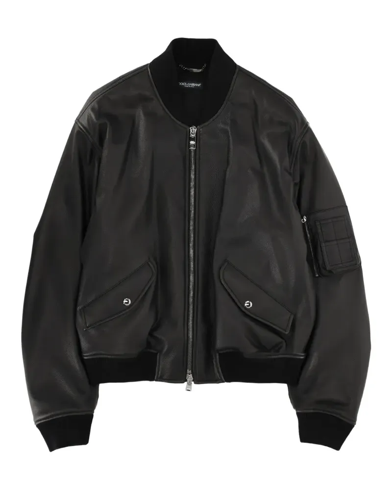Dolce & Gabbana Lederjacke mit Reißverschluss - Schwarz Schwarz
