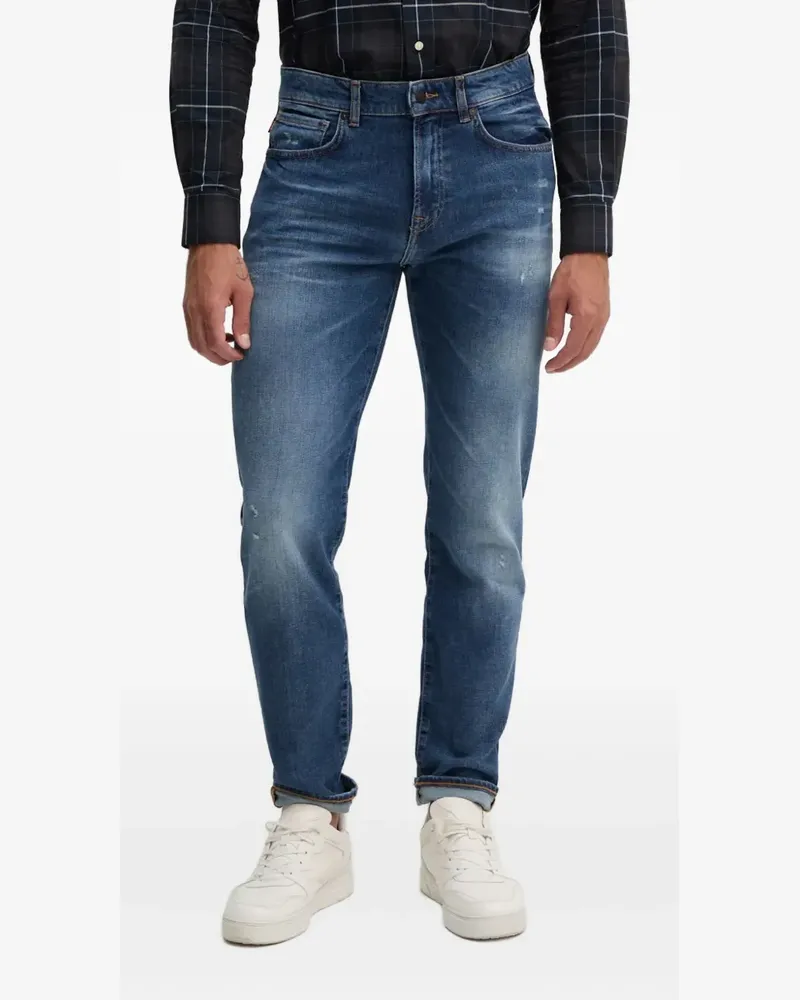 HUGO BOSS Jeans in Distressed-Optik - Blau Blau