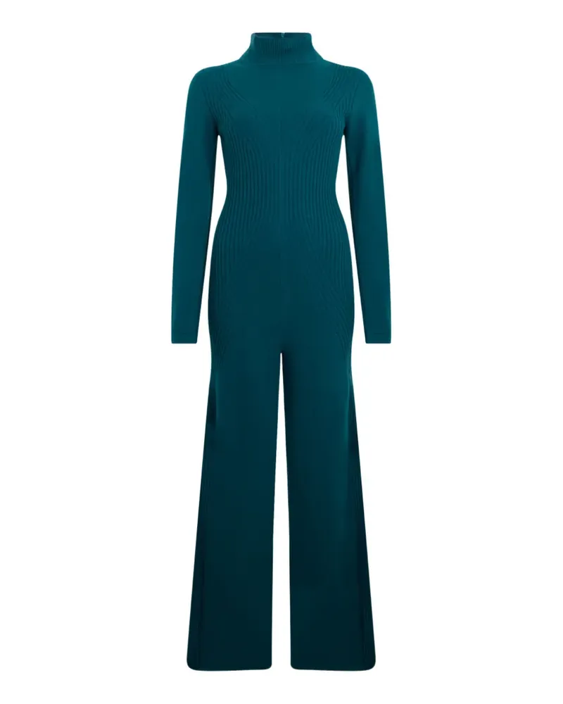 Alberta Ferretti Gerippter Jumpsuit mit Stehkragen - Blau Blau