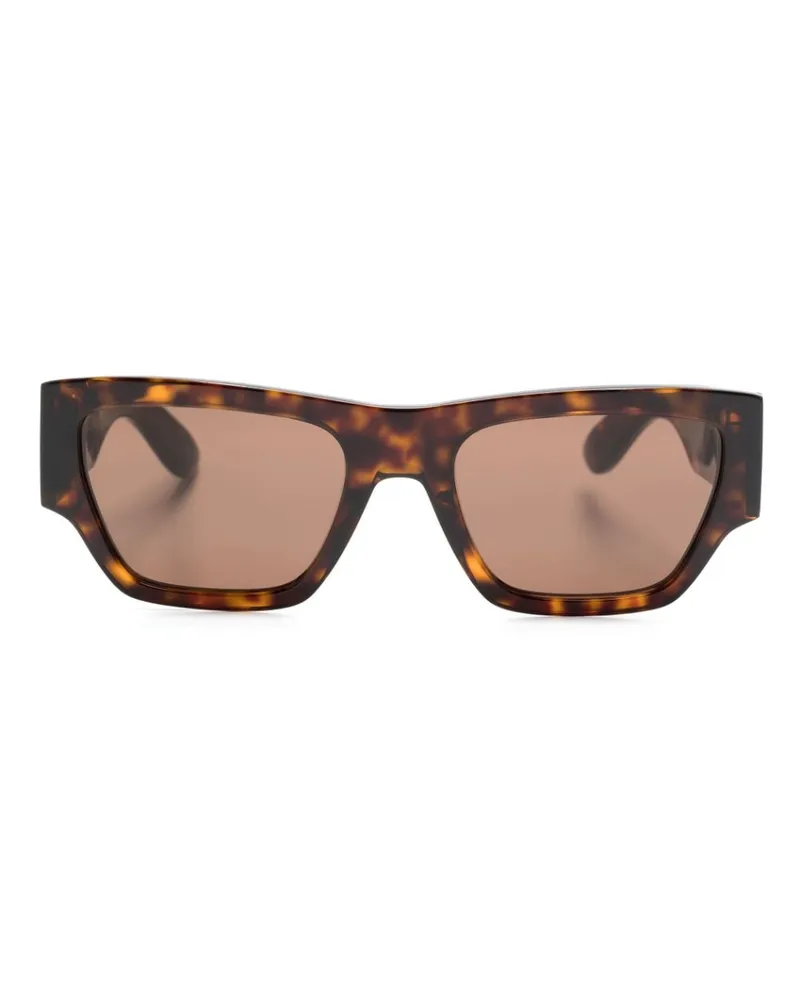 Alexander McQueen Sonnenbrille mit eckigem Gestell - Braun Braun