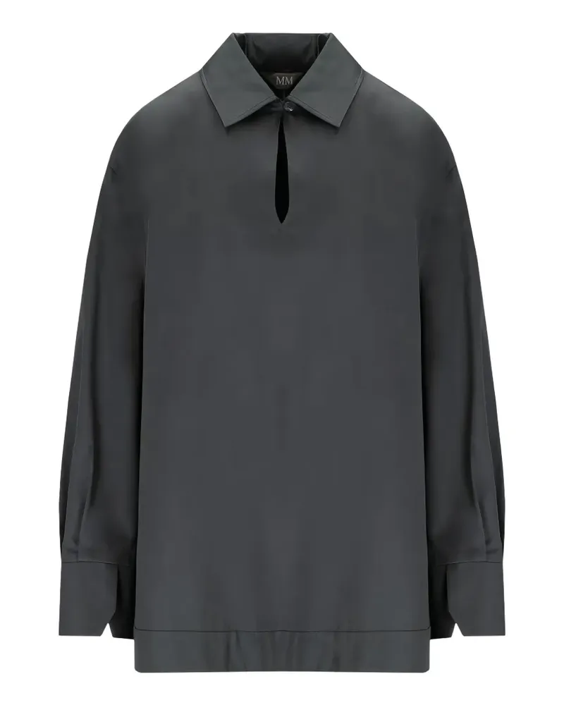 Max Mara Popeline-Bluse mit Schlüssellochausschnitt - Grau Grau