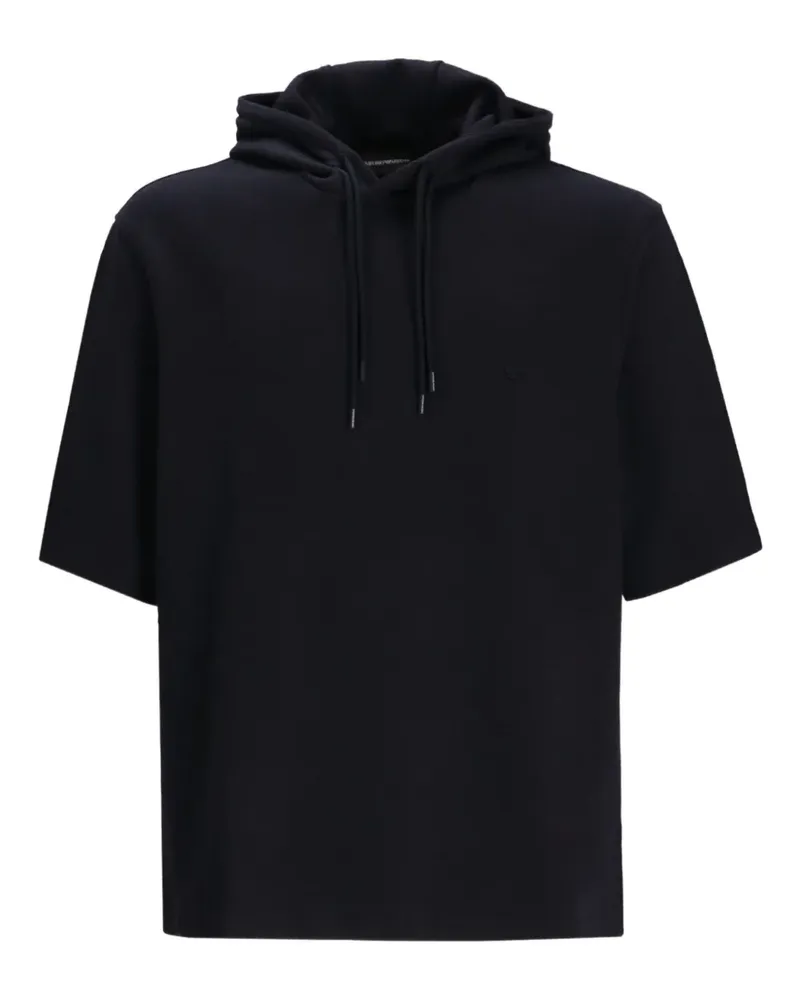 Emporio Armani Kurzärmeliger Hoodie aus Jacquard-Jersey - Schwarz Schwarz