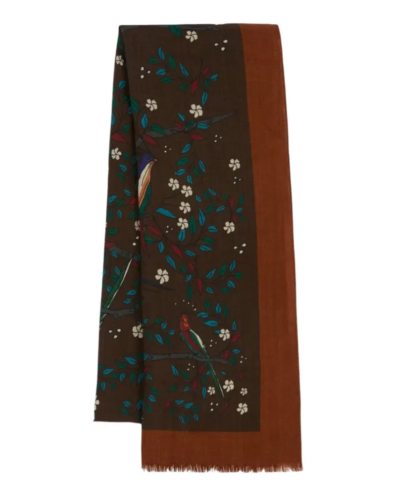 Drake's Birds of Paradise print wool scarf - Braun Braun