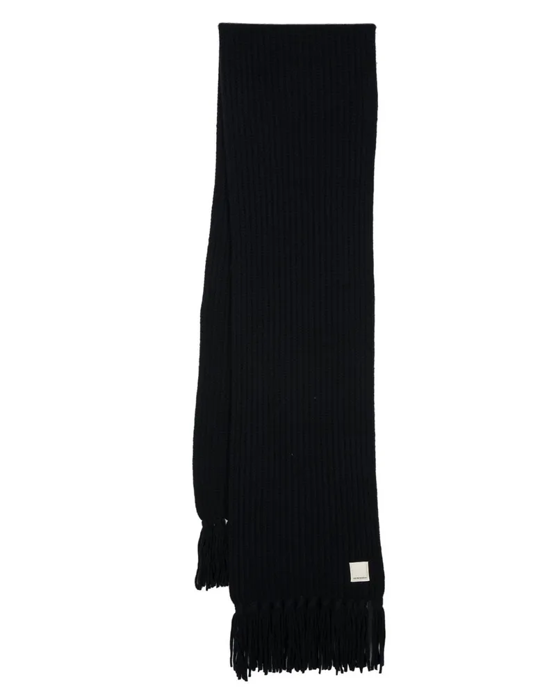 Emporio Armani Grob gestrickter Schal mit Fransen - Blau Blau