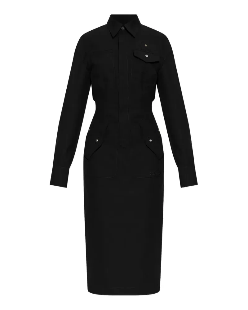 Dsquared2 button-down long-sleeve midi dress - Schwarz Schwarz
