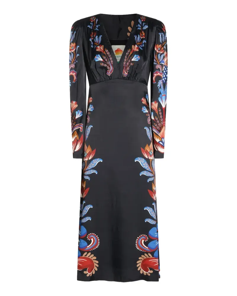 FARM Rio Energy Midikleid mit Puffärmeln - Schwarz Schwarz
